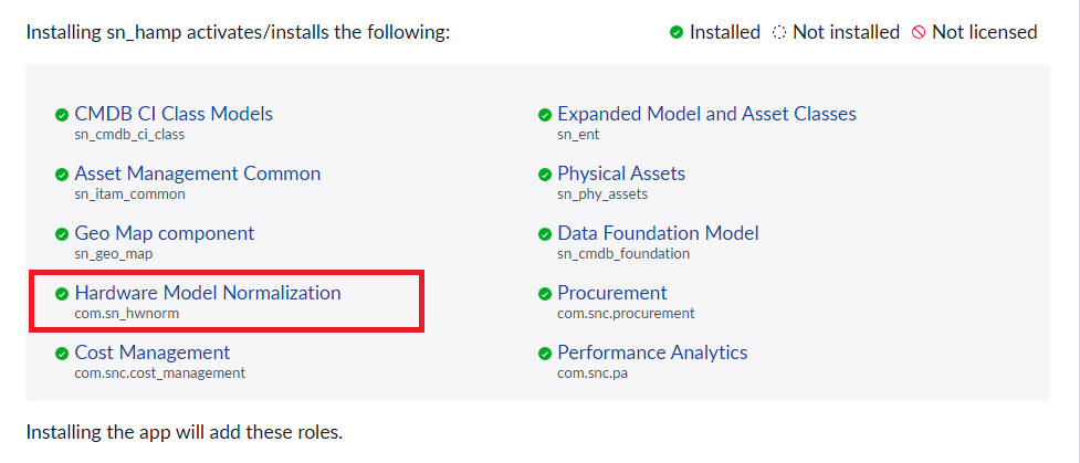 Plugins installed with sn_hamp, with Hardware Model Normalisation highlighted