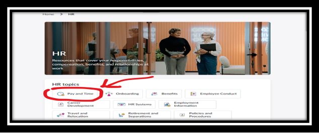 The HR topics page in Employee Center where employees pick an HR service