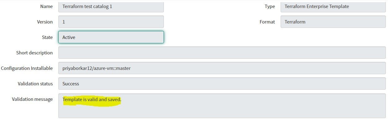 A cloud template record showing the validation message “Template is valid and saved”